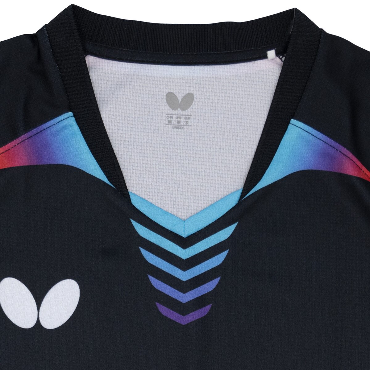 Butterfly Playce Shirt - Black Neck Close Up